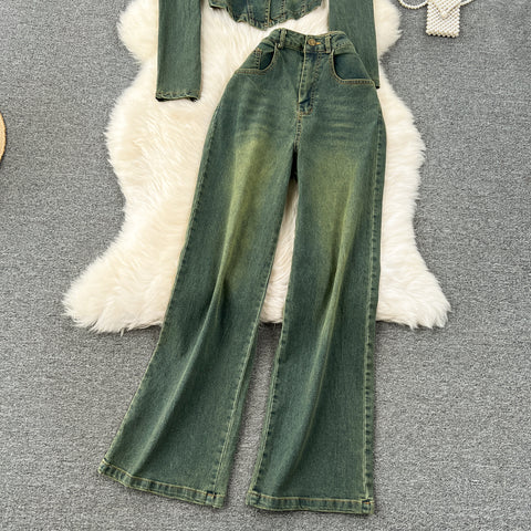 Vintage Jacket & Trousers Denim 2Pcs