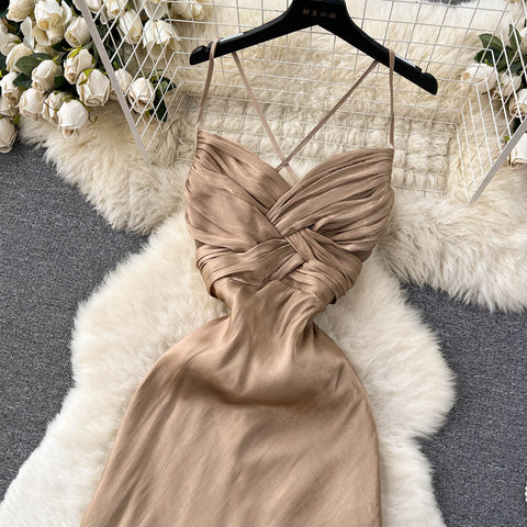 Premium Pleated Waist-slimming Slip Dress