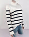 Turtleneck Striped Sweater with Studded Button