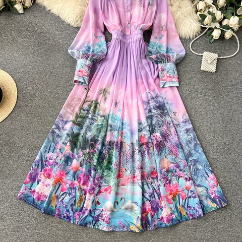 Courtly Stretchy Floral Chiffon Dress