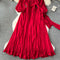 Vintage Rose Embroidered Red Dress