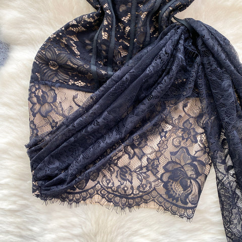 Sexy Embroidered Black Lace Dress