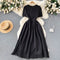 Single-breasted Ruffled Black Dress
