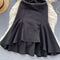 Lace Collar Black Fishtail Dress