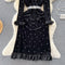 Vintage Beaded Ruffled Velvet Dress