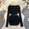 Off-shoulder Pleated A-line Black Dress