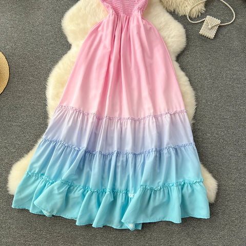 Niche Gradient Color Slip Dress