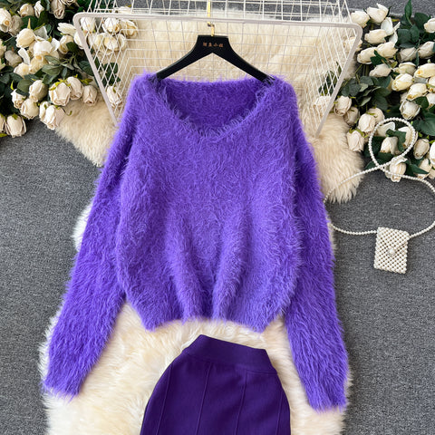 Soft Sweater&Fishtail Skirt 2Pcs Set