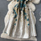 Courtly Crochet Embroidery V-neck Dress
