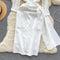 Mid-sleeve Lace Patchwork White Dress