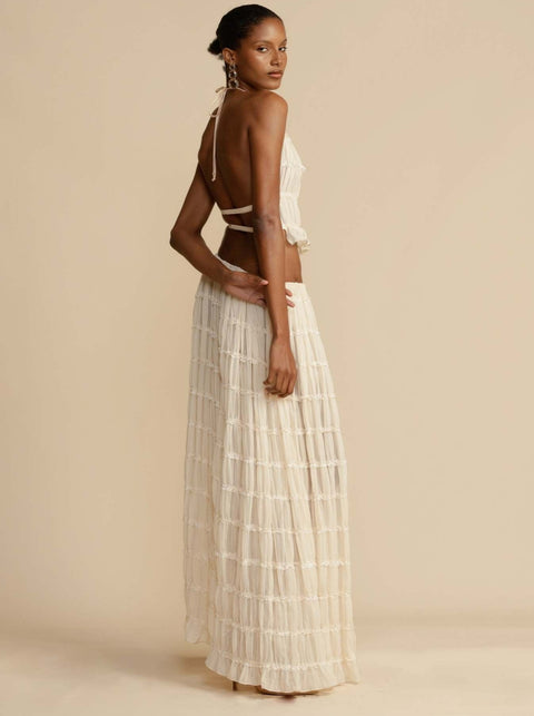 Halter Top&Pleated Skirt Chiffon 2Pcs