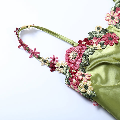 3d Flower Embroidery Short Slip Dress