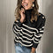 Turtleneck Striped Sweater with Studded Button