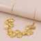 Elegant Metallic Leaves Necklace&Earrings