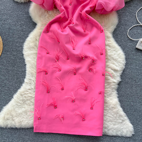 Studded Tassel Round-neck Dress