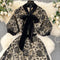 Courtly Bow-tie Floral Embroidered Party Dress