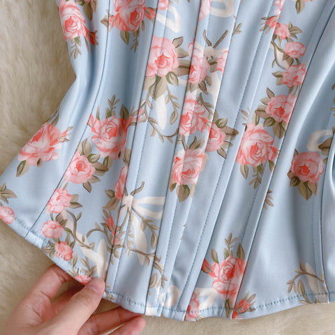 Backless Floral Fishtail Short Top