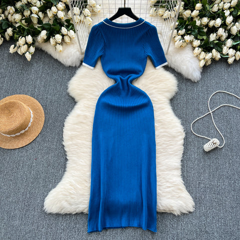 Delicate Color Blocking Knitted Dress