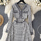Furry Edge Plaid Knitted Dress