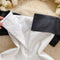 Off-shoulder Black Bow White Dress
