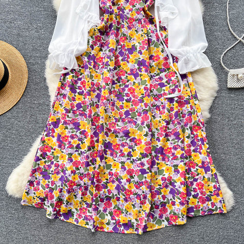 Floral Camisole Dress&Cardigan 2Pcs