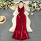 Elegant Red Satin Slip Dress