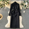 Double-breasted Black Coat Dress