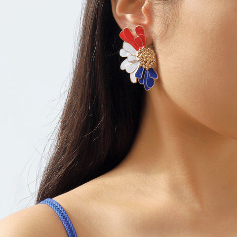 Vintage Alloy Flower Stud Earrings