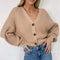 Deep V-neck Solid Color Cardigan