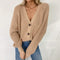 Deep V-neck Solid Color Cardigan