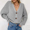 Deep V-neck Solid Color Cardigan