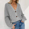 Deep V-neck Solid Color Cardigan