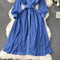 Vintage Stand Collar Embroidery Chiffon Dress