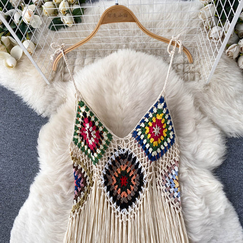Mori Crochet Tassel Slip Dress