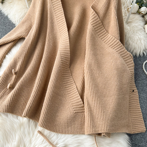 Delicate Cardigan&Knitted Skirt 2Pcs