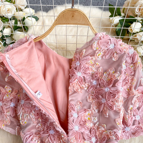 Pink Floral Embroidered Princess Dress