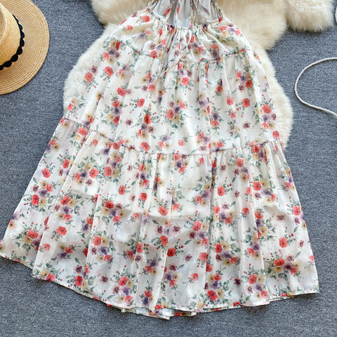 Sweetie Lace-up Floral Slip Dress