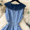 Navy Collar Sleeveless Hollowed Denim Dress