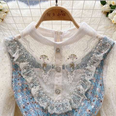 Sweetie Beaded Lace Patchwork Dress