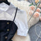 Bubble-sleeve Blouse&Halter Pleated Dress