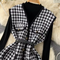 Bottoming Sweater&Houndstooth Sleeveless Knitwear 2Pcs