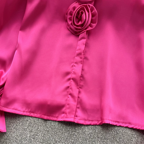 Ruffled Turtleneck Flared Sleeve Shirt