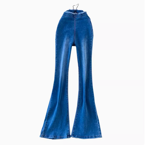 Slim-fit Elastic Wide-leg Trousers