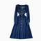 Square Collar Dark Blue Denim Dress