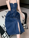 Vintage Dark Blue Denim Slip Dress