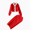 Cardigan&High-waist Skirt Color Blocking 2Pcs