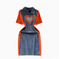 Polo Collar Zipped Denim Patchwork Dress