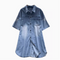 Polo Collar Distressed Denim Shirt Dress