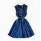 Beaded Sleeveless Pleated Denim Dress