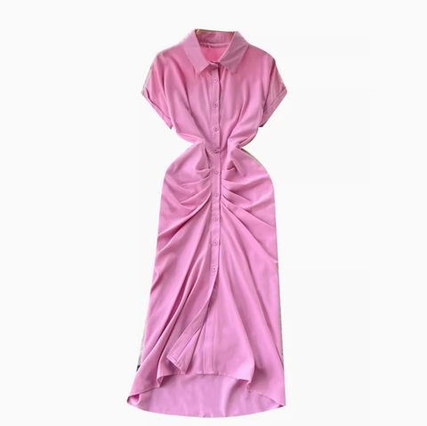 Slim-fit Pleated Shirt Dress